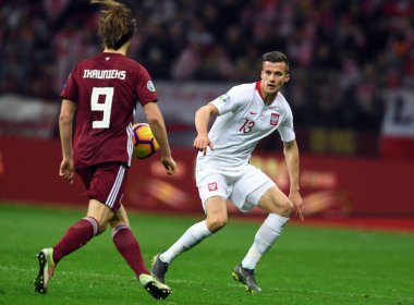 Eylem sırasında Uefa Euro 2020 Arkadiusz Reca (Polonya) Polonya - Letonya 24 Mart 2019 yılında çizer, Pge Ulusal Stadyumu Varşova, Polonya Varşova Letonya ile 2:0 kazandı.