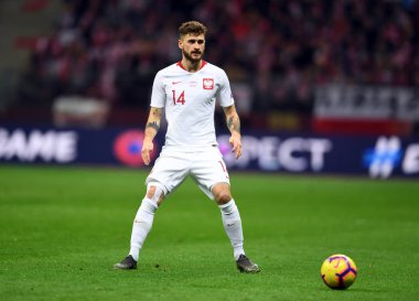 Eylem sırasında Uefa Euro 2020 Mateusz Klich (Polonya) Polonya - Letonya 24 Mart 2019 yılında çizer, Pge Ulusal Stadyumu Varşova, Polonya Varşova Letonya ile 2:0 kazandı.