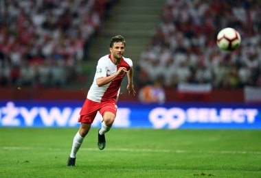 Varşova, Polonya, 10 Haziran 2019: Euro 2020 elemeleri, grup aşamasında, Polonya Pge Narodowy'de Izarel ile 4:0 kazandı. Bartosz Bereszynski (Polonya)) 