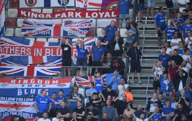 Varşova, Polonya, 22 Ağustos 2019: Uefa Avrupa Ligi ön eleme turu Legia Warszawa - Glasgow Rangers Fc: Rangers Fc Fans