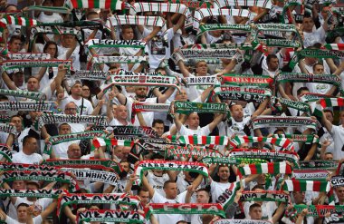 Varşova, Polonya, 22 Ağustos 2019: Uefa Avrupa Ligi ön eleme turu Legia Warszawa - Glasgow Rangers Fc: Legia Warszawa Fans