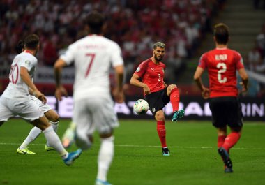 Varşova, Polonya, 9 Eylül 2019: Euro 2020 elemeleri turu, grup aşamasında, Polonya Pge Narodowy'de Austrial ile 0:0 berabere kaldı