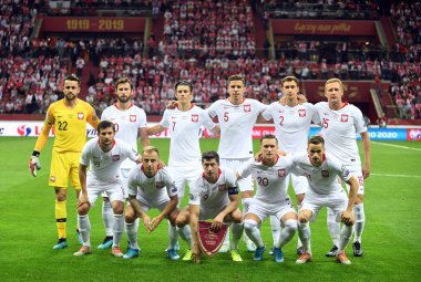 Varşova, Polonya, 9 Eylül 2019: Euro 2020 elemeleri turu, grup aşamasında, Polonya Pge Narodowy'de Austrial ile 0:0 berabere kaldı