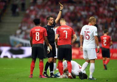 Varşova, Polonya, 9 Eylül 2019: Euro 2020 elemeleri turu, grup aşamasında, Polonya Pge Narodowy'de Austrial ile 0:0 berabere kaldı
