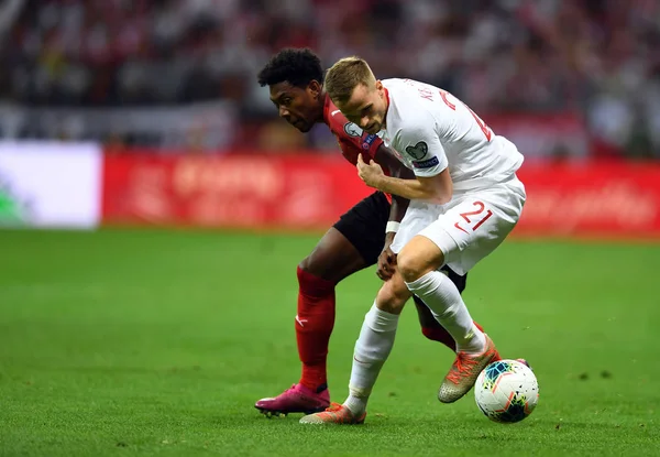 Varşova, Polonya, 9 Eylül 2019: Euro 2020 elemeleri turu, grup aşamasında, Polonya Pge Narodowy'de Austrial ile 0:0 berabere kaldı