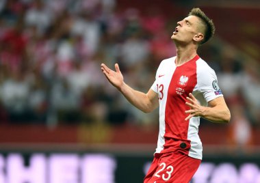 Varşova, Polonya, 10 Haziran 2019: Euro 2020 elemeleri, grup aşamasında, Polonya Pge Narodowy'de Izarel ile 4:0 kazandı. Krzysztof Piatek (Polonya)) 