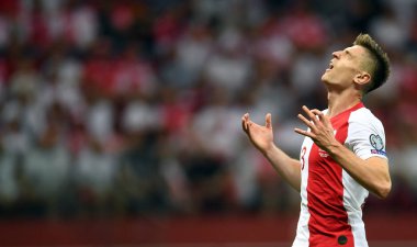 Varşova, Polonya, 10 Haziran 2019: Euro 2020 elemeleri, grup aşamasında, Polonya Pge Narodowy'de Izarel ile 4:0 kazandı. Krzysztof Piatek (Polonya)) 