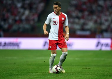 Varşova, Polonya, 10 Haziran 2019: Euro 2020 elemeleri, grup aşamasında, Polonya Pge Narodowy'de Izarel ile 4:0 kazandı. Piotr Zielinski (Polonya))  