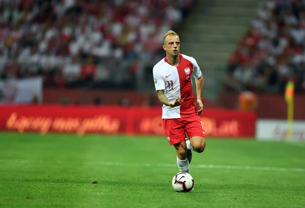 Varşova, Polonya, 10 Haziran 2019: Euro 2020 elemeleri, grup aşamasında, Polonya Pge Narodowy'de Izarel ile 4:0 kazandı. Kamil Grosicki (Polonya) 