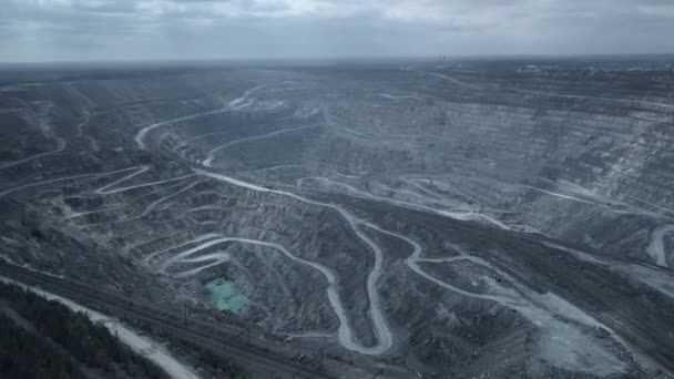 Vista Aérea Pedreira Mineração Céu Aberto Amianto Extracção Pedreiras — Vídeo de Stock