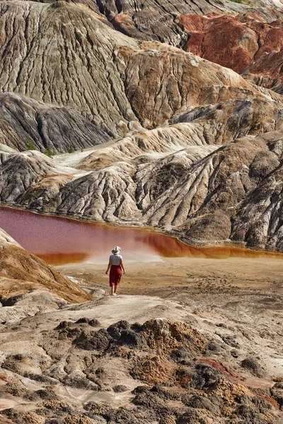 Clay Open Quarry Mars Landscape with Orange Water