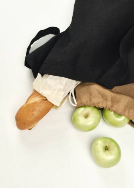 Kahverengi keten yeniden kullanılabilir Eco ekmek alışveriş çantası