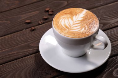 Köpük Closeup Resimli Sıcak Kahve Fincanı