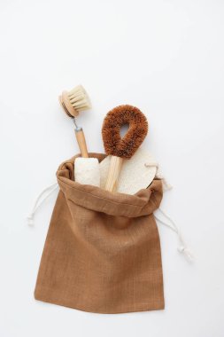 Face and Body Brush Wisp in Brown Eco Fabric Pouch clipart