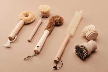 Kahverengi Seramik Kupada Mutfak Tabağı Fırçaları