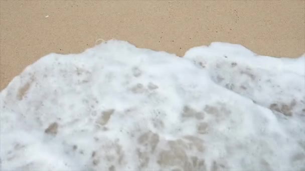 Word Problem on the sand and a wave that erase this word — Stock Video