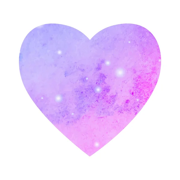 Coeur aquarelle Galaxy. Coeur en papier avec texture aquarelle — Image vectorielle