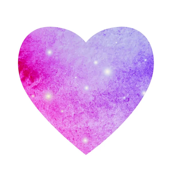 Galaxy vattenfärg hjärta. Papper hjärta med akvarell textur — Stock vektor