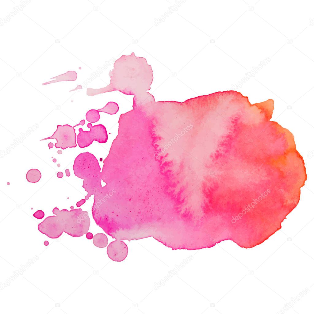 Abstract isolated colorful vector watercolor splash. Grunge element for paper design.