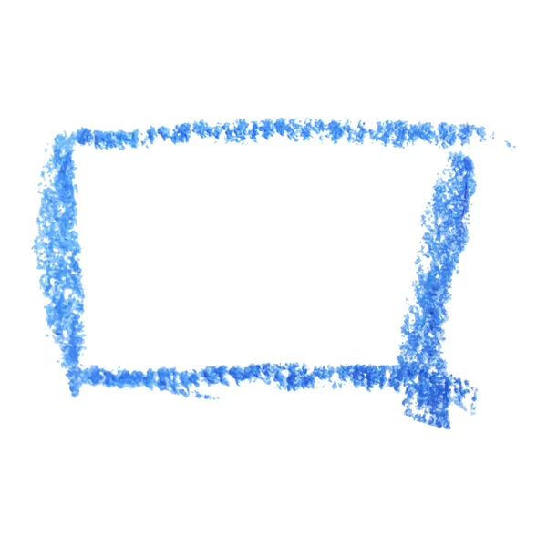 Cadre dessiné avec un crayon. Crayon de cire forme vide. Image vectorielle du cadre de course dessiné à la main. Forme délimitée en sguare bleue . — Image vectorielle