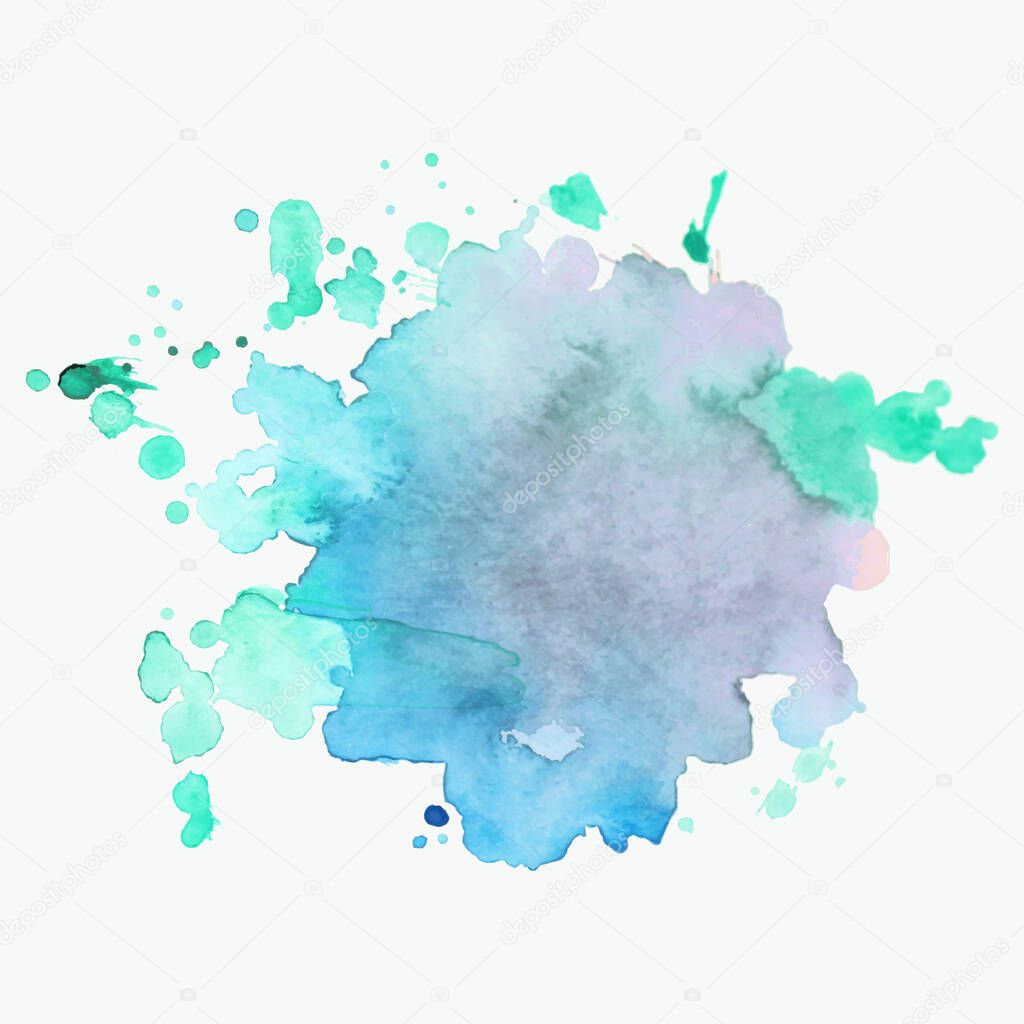 Abstract watercolor stain with splashes and spatters. Modern creative background for trendy design.