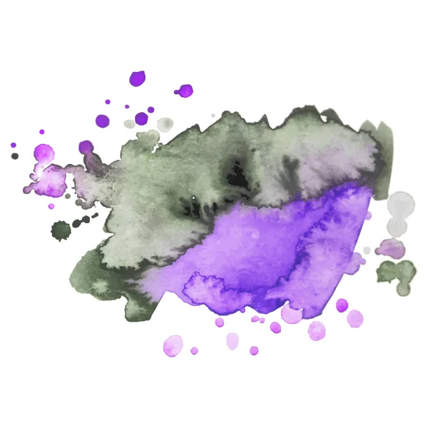 Schwarz-violette abstrakte Aquarellfarbe mit Spritzern und Spritzern. Moderner kreativer Hintergrund für trendiges Design. — Stockvektor