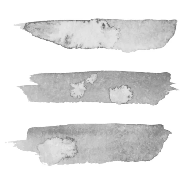Set dari tiga vektor abu-abu kertas banner label dengan sapuan tangan dicat cat cat cat cat cat cat air latar belakang. - Stok Vektor