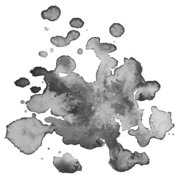 Échelle de gris étiquette de bannière en papier vectoriel avec trait de pinceau peint à la main aquarelle fond de tache. — Image vectorielle