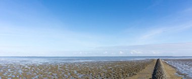 Panoramanational Park Wattenmeer düşük tide Alman Kuzey Denizi kıyısında
