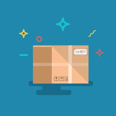 Karton kutu, düz stil vektör çizim