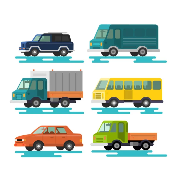 Transporte de automóviles y vehículos — Vector de stock