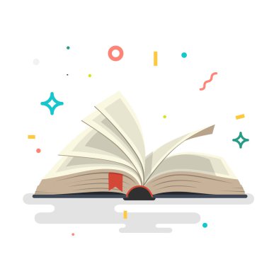 Kapalı açılan kitap sayfaları ile.