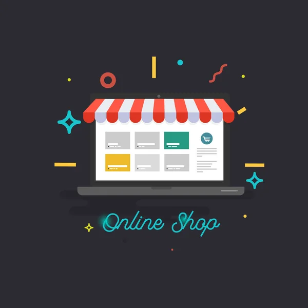 E-shop. Online zásilková služba. — Stockový vektor