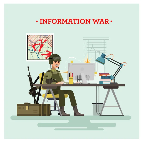 Information war, soldier — Stock Vector