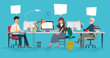 Ofisteki Yaratıcı Kişilerin Fikri Var. Dizüstü Bilgisayar ile Birlikte Çalışan Bir Grup Adam. Ortak Çalışma Alanı Geliştirme Projesinde Başarılı Ekip.