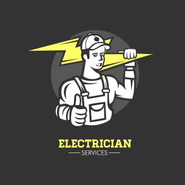 Elektrikçi adam, logo vektör.