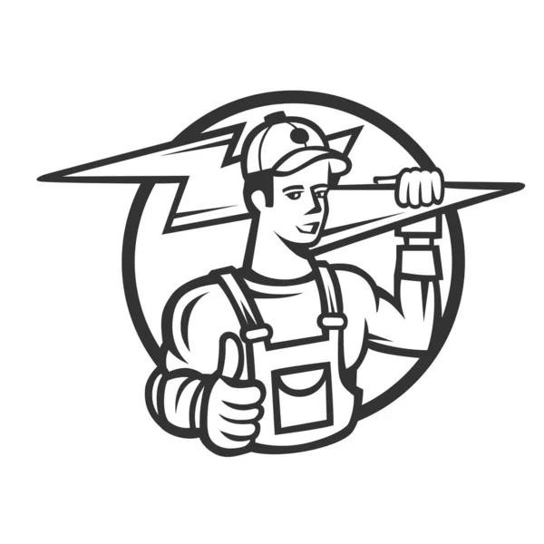 Electrician man,logo vector. — Stock Vector