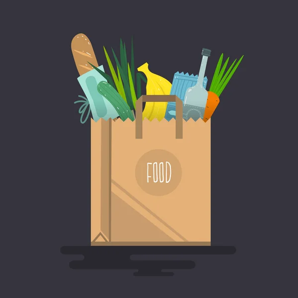 Umweltfreundliche Mehrweg-Einkaufstasche gefüllt mit Gemüse — Stockvektor
