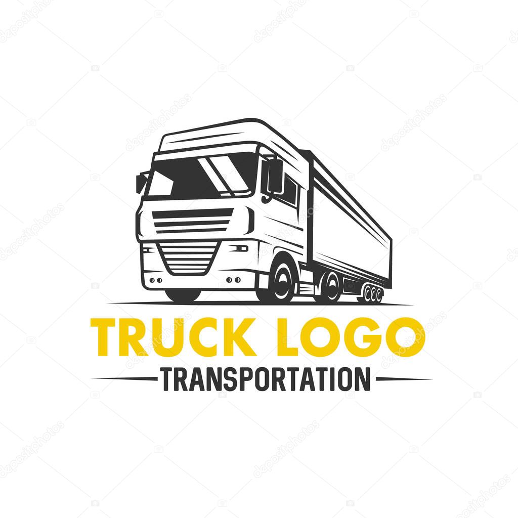 Truck logo. Transportation.  Monochrome style. Vector illustration.