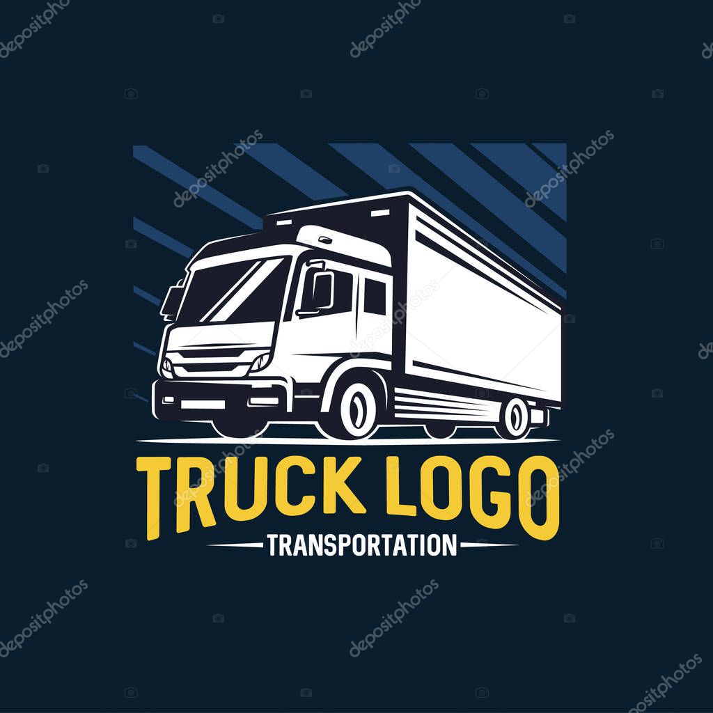 Truck logo. Transportation.  Monochrome style. Vector illustration.