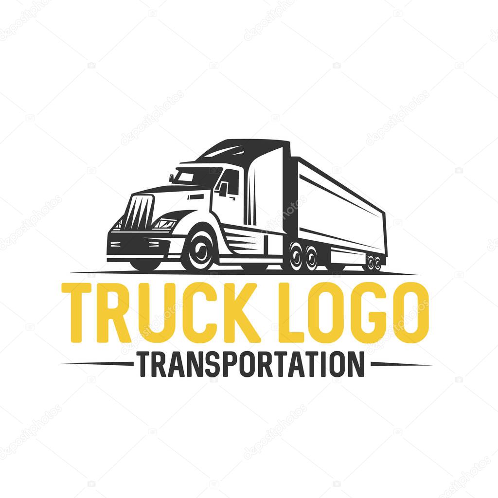 Truck logo. Transportation.  Monochrome style. Vector illustration.