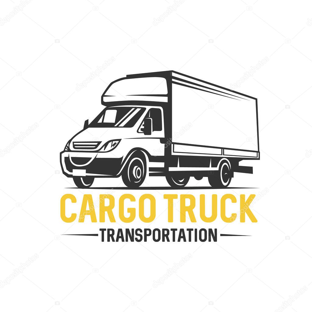 Truck logo. Transportation.  Monochrome style. Vector illustration.