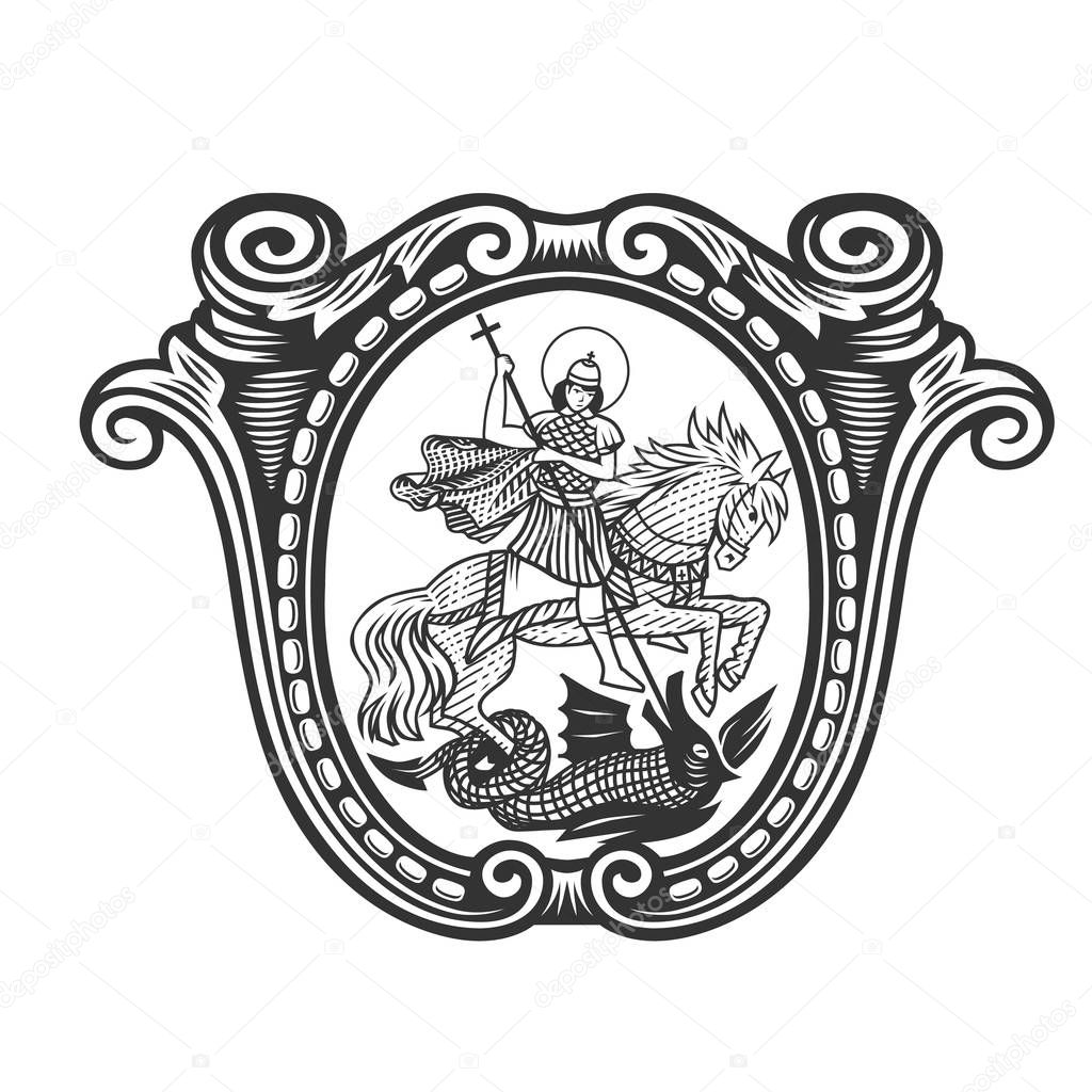 Saint George. Vector illustration. Black and white vector objects