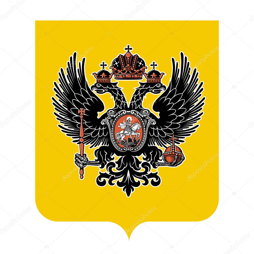 Colorful coat of arms of the Russian Empire. Vector illustration. XIX century.