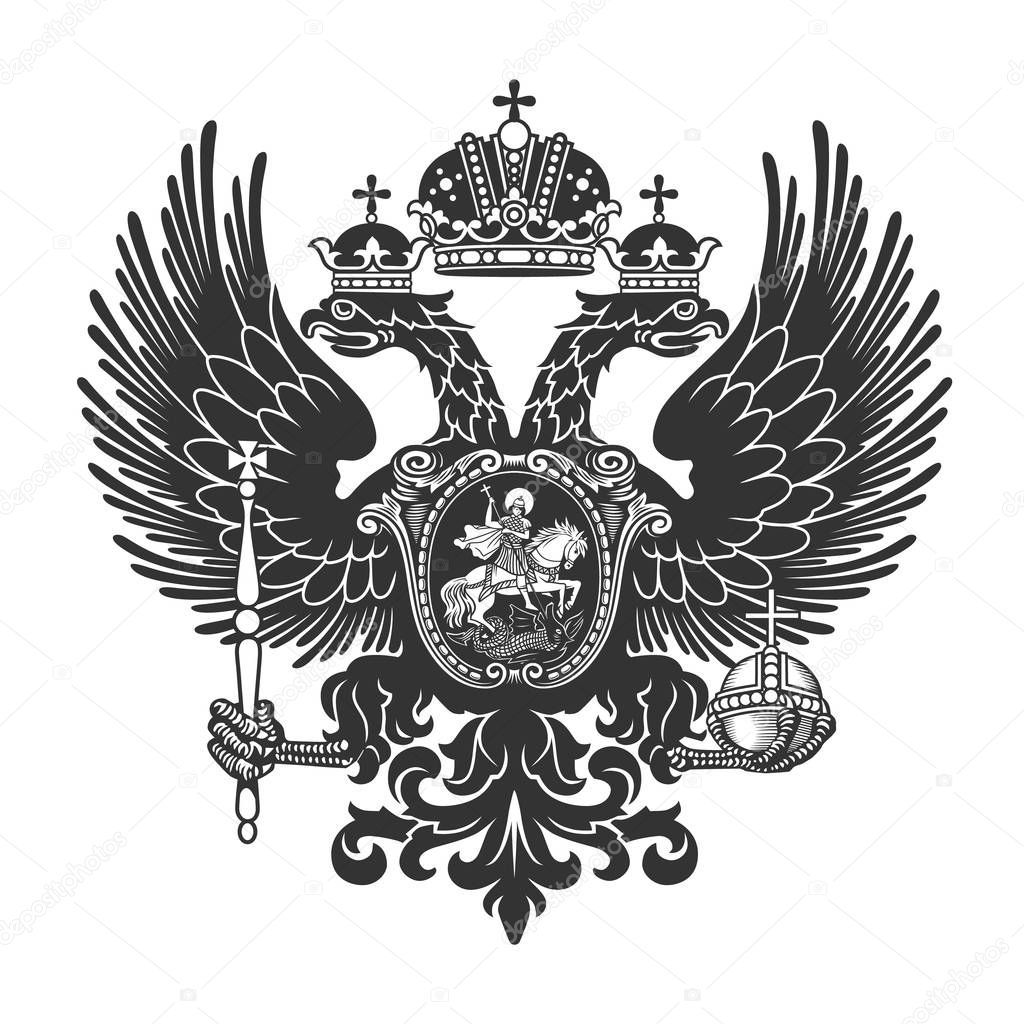 Coat of arms of the Russian Empire. Vector illustration. XIX century.