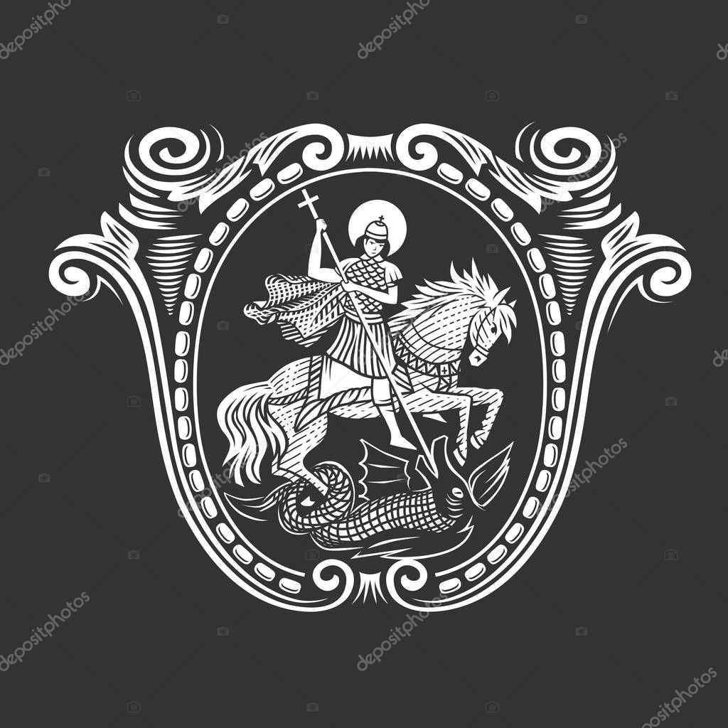 Saint George. Vector illustration. Black and white vector objects