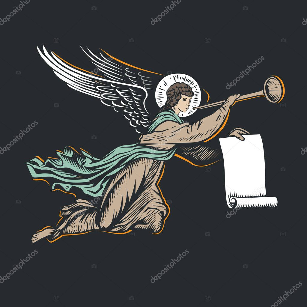 Lustration of the angel god. Color vector objects.