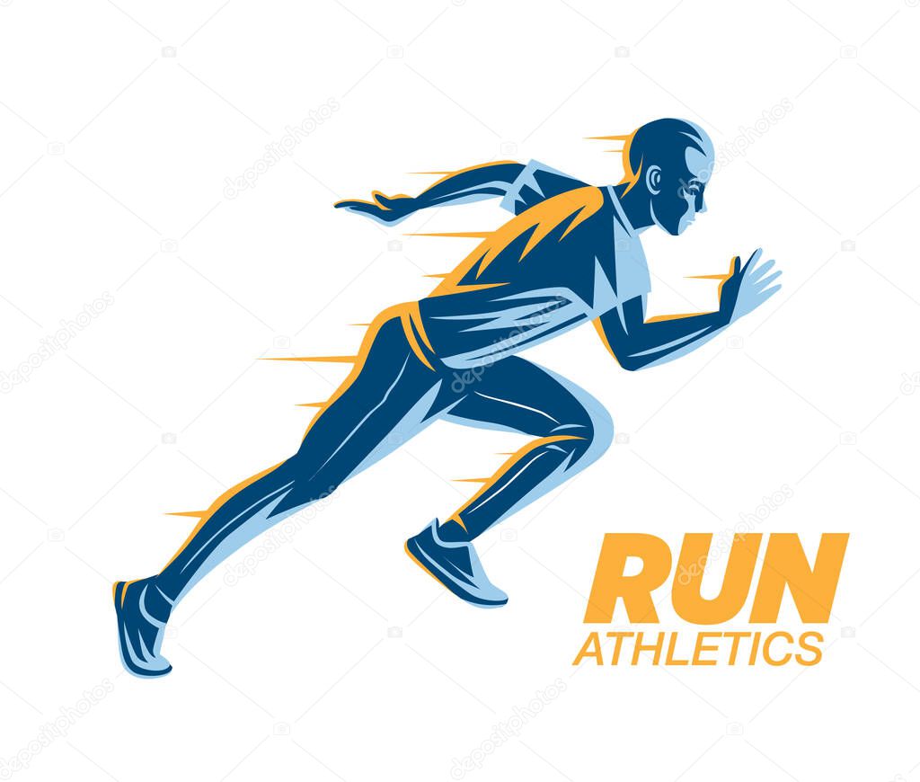 Art concept of a running man. Color vector objects.