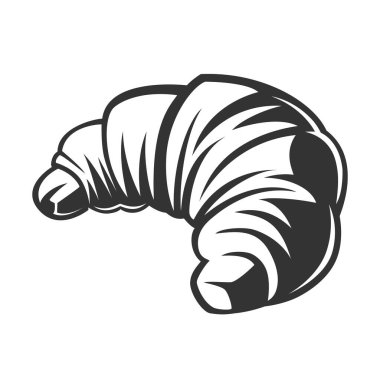 Kruvasan tatlı pastane ürünü. Siyah ve beyaz vektör nesnesi.