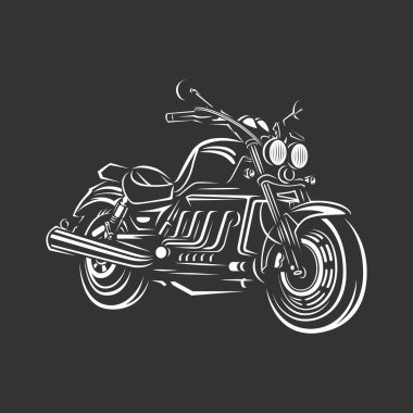 Klasik motosiklet çizimleri. Siyah ve beyaz vektör çizimi.